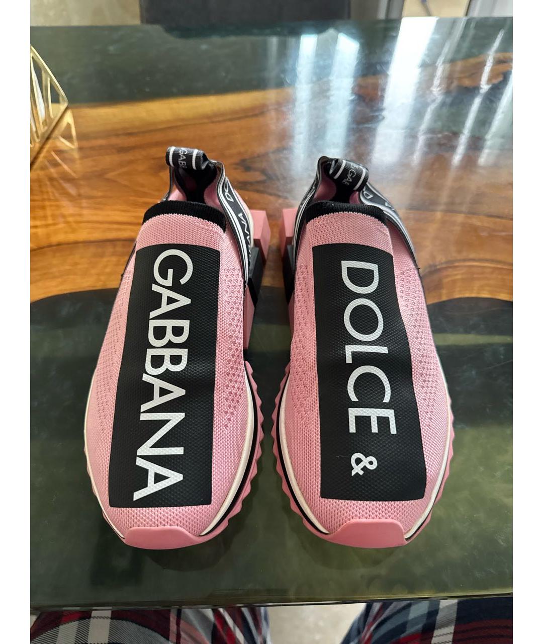 DOLCE&GABBANA Розовые текстильные кроссовки, фото 2