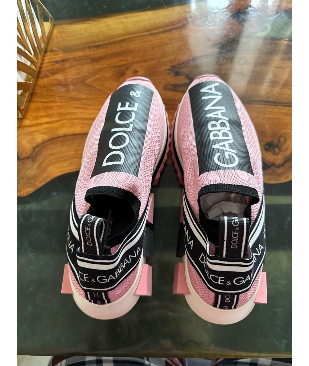 DOLCE&GABBANA Розовые текстильные кроссовки, фото 3