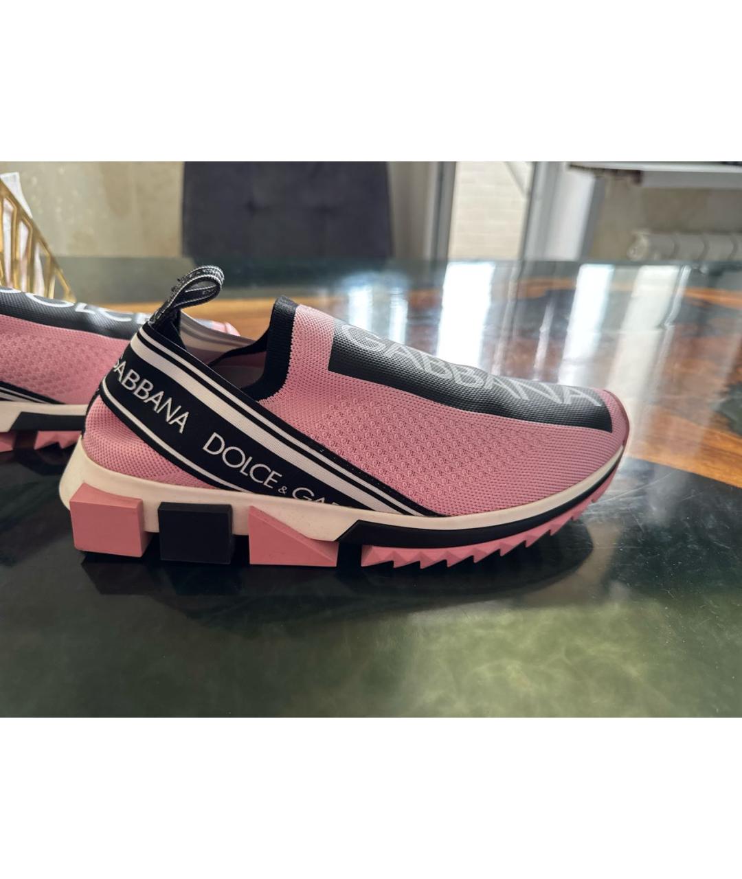 DOLCE&GABBANA Розовые текстильные кроссовки, фото 9
