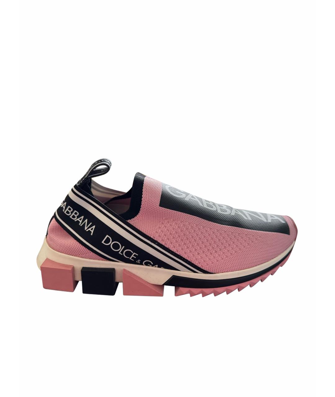 DOLCE&GABBANA Розовые текстильные кроссовки, фото 1