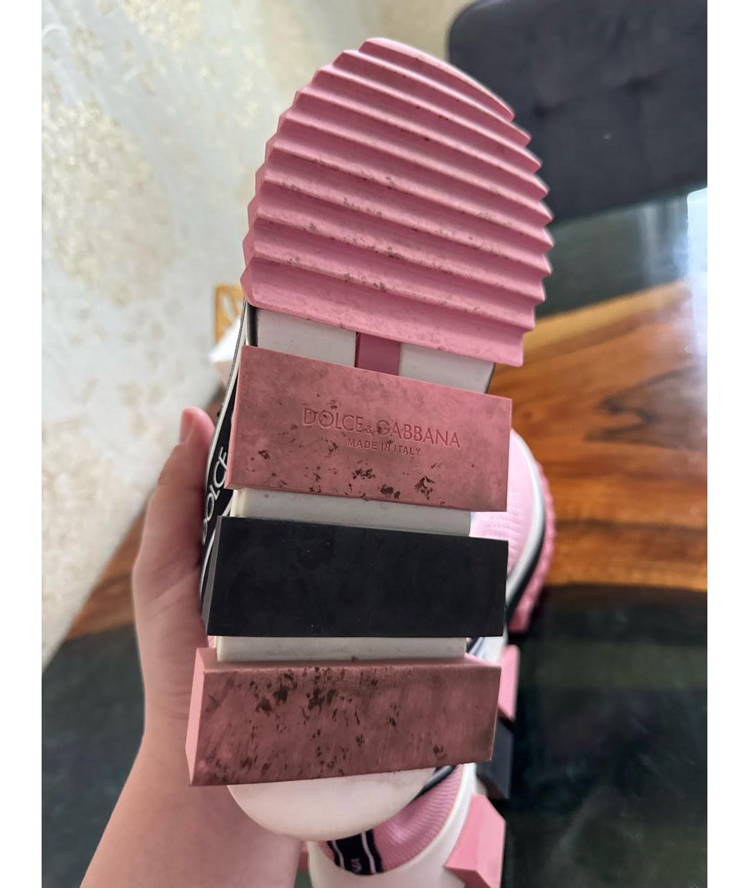 DOLCE&GABBANA Розовые текстильные кроссовки, фото 8