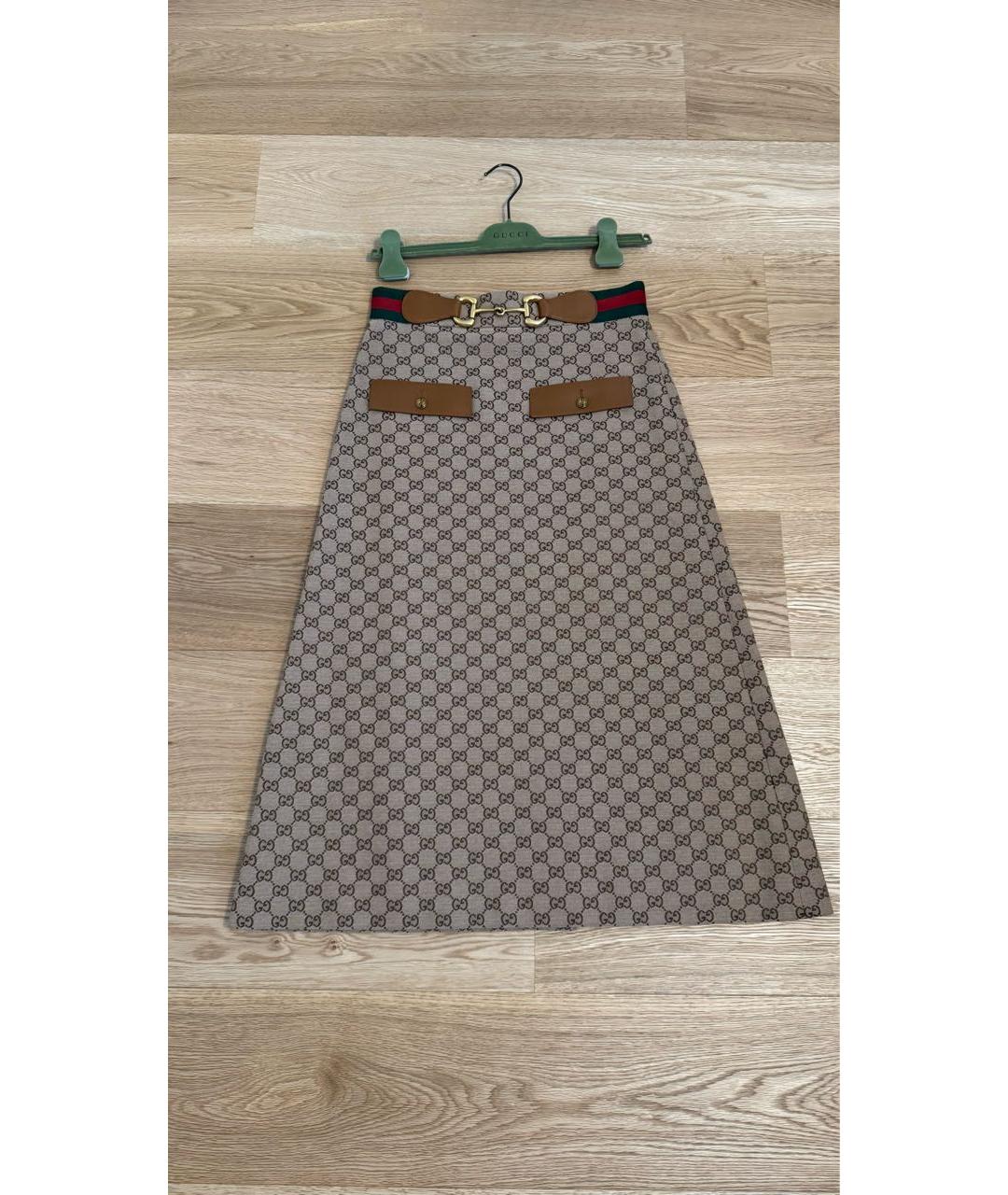 GUCCI Коричневая шерстяная юбка миди, фото 9