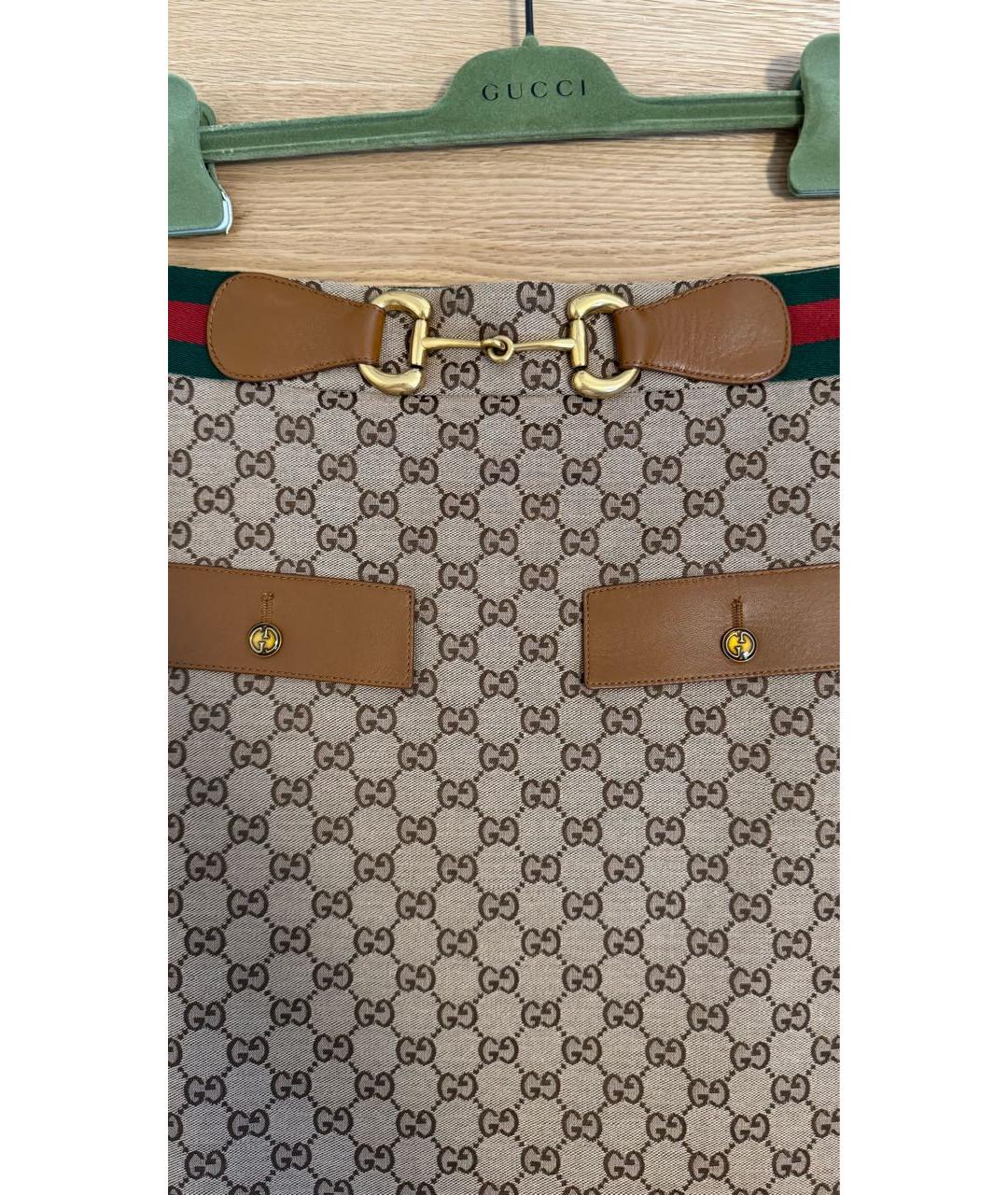 GUCCI Коричневая шерстяная юбка миди, фото 3