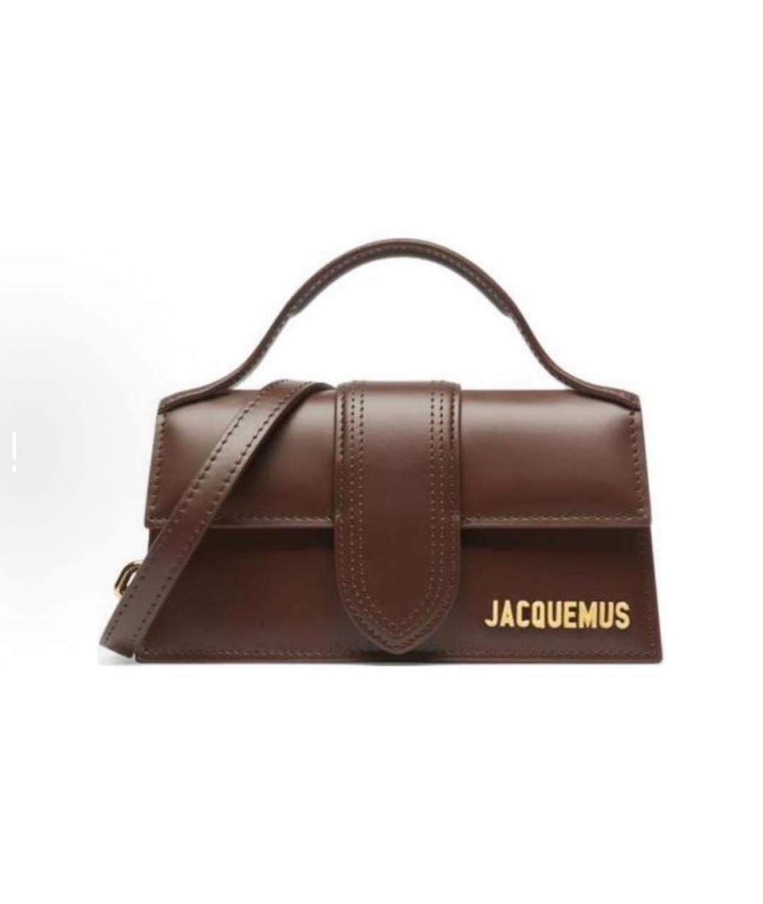 JACQUEMUS Коричневая кожаная сумка с короткими ручками, фото 2