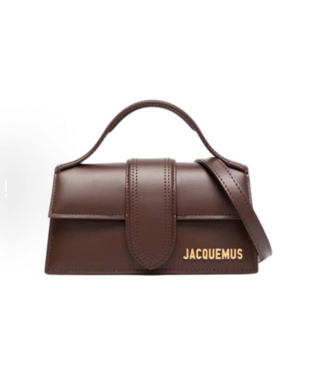 JACQUEMUS Коричневая кожаная сумка с короткими ручками, фото 6