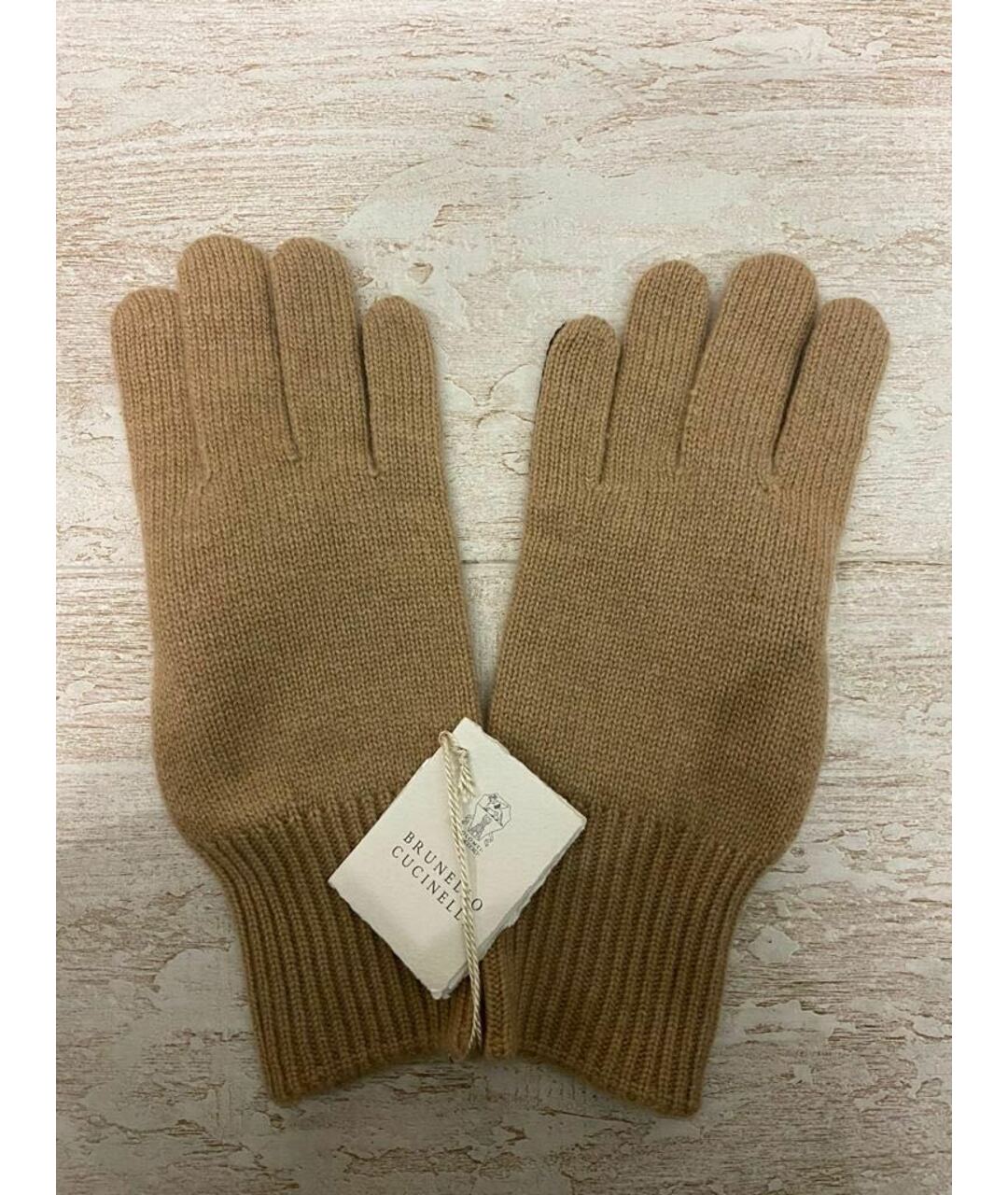 BRUNELLO CUCINELLI Горчичные кашемировые перчатки, фото 4