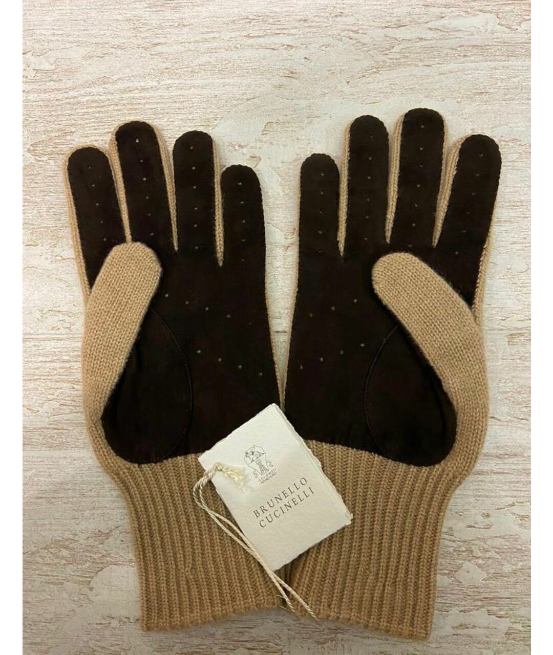 BRUNELLO CUCINELLI Горчичные кашемировые перчатки, фото 5