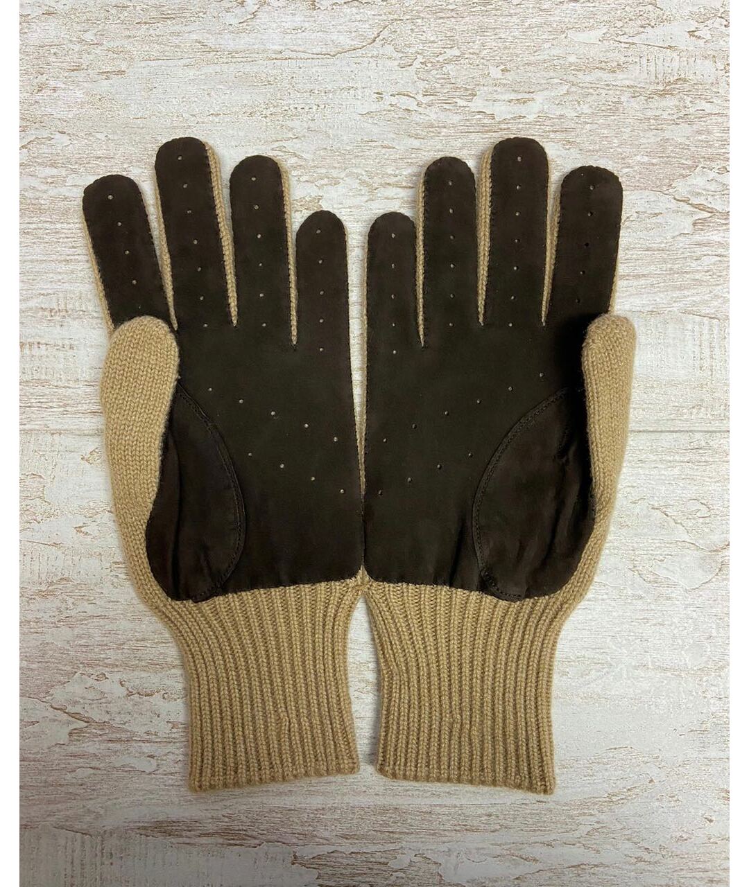 BRUNELLO CUCINELLI Горчичные кашемировые перчатки, фото 2