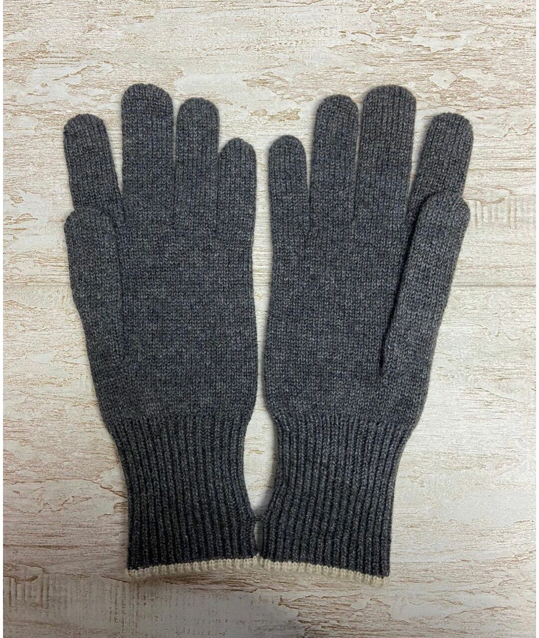BRUNELLO CUCINELLI Серые кашемировые перчатки, фото 2
