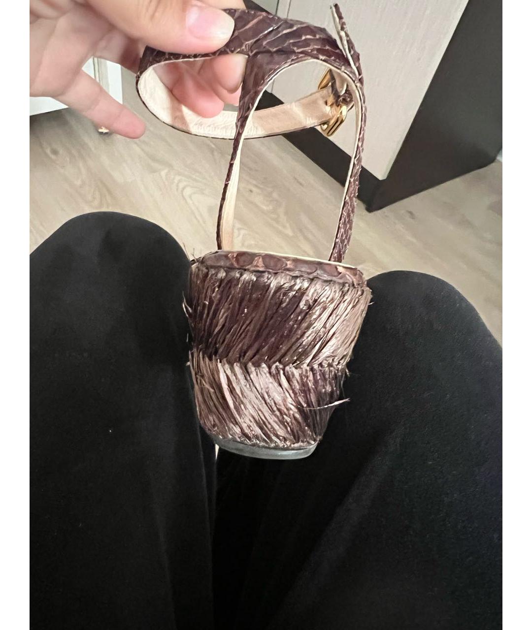 PRADA Коричневые босоножки, фото 6