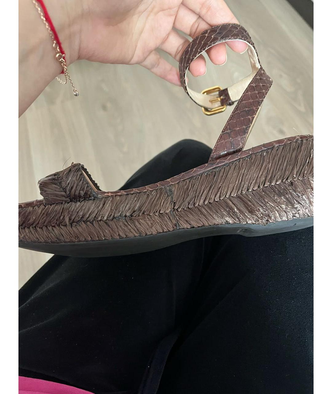 PRADA Коричневые босоножки, фото 5