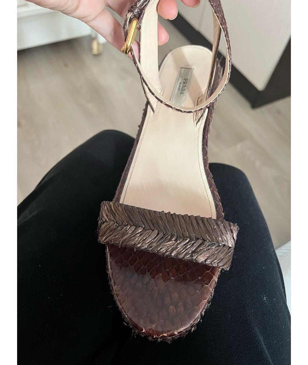 PRADA Коричневые босоножки, фото 4