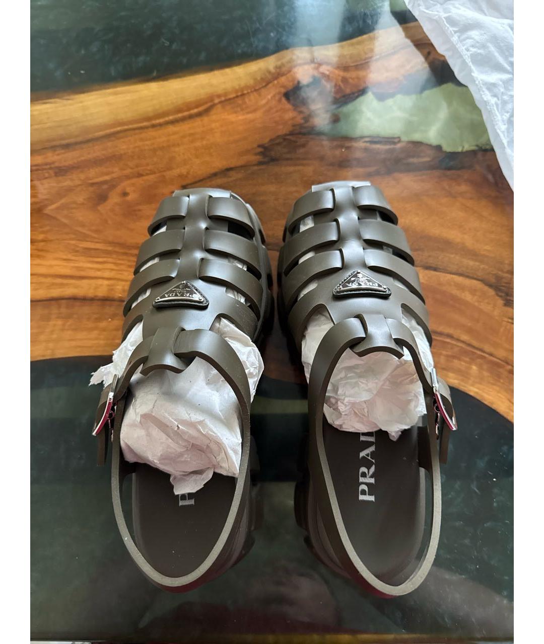 PRADA Зеленые сандалии, фото 3