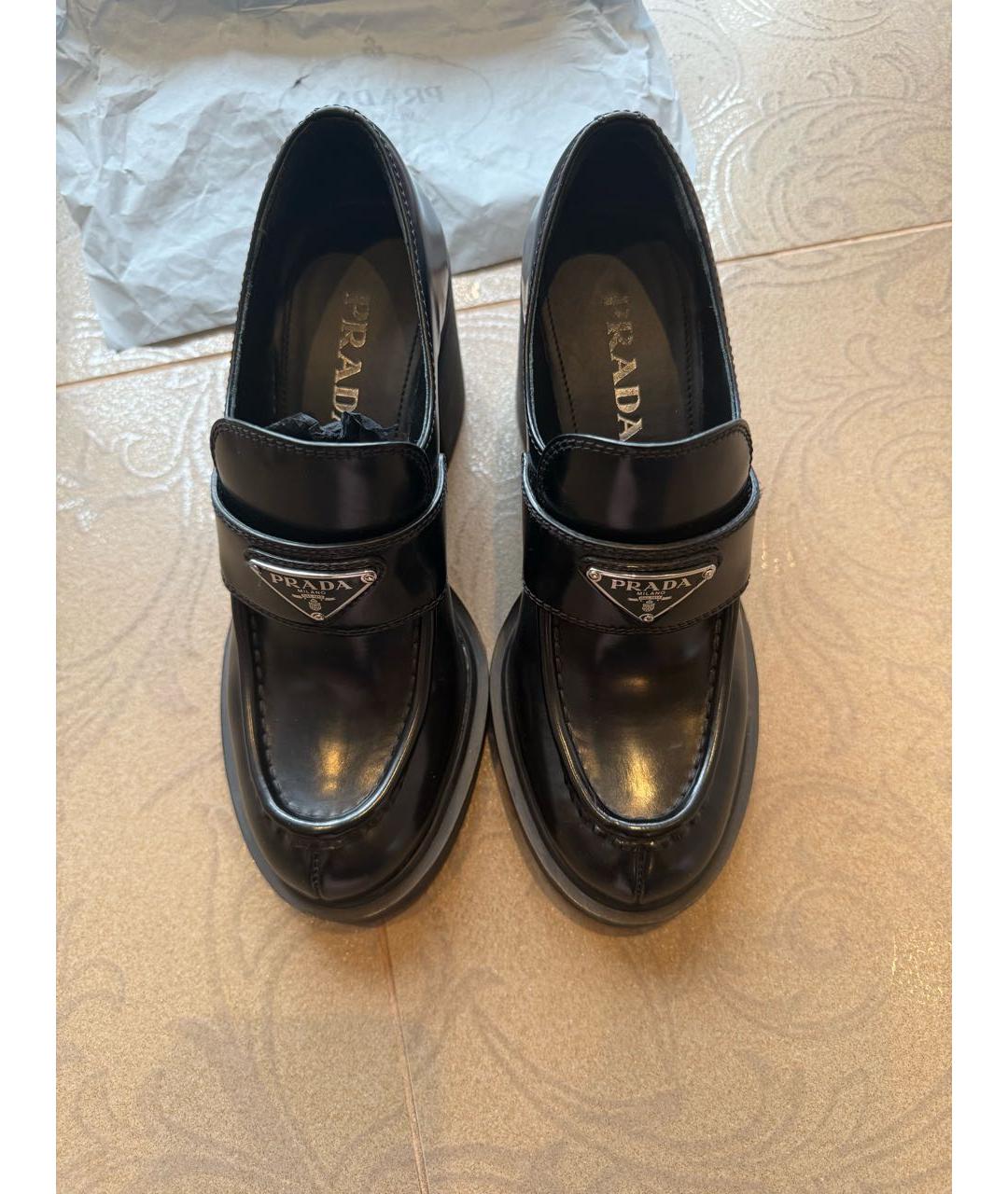 PRADA Черные кожаные туфли, фото 2