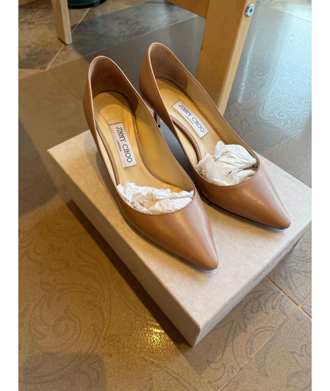 JIMMY CHOO Бежевые кожаные туфли, фото 2