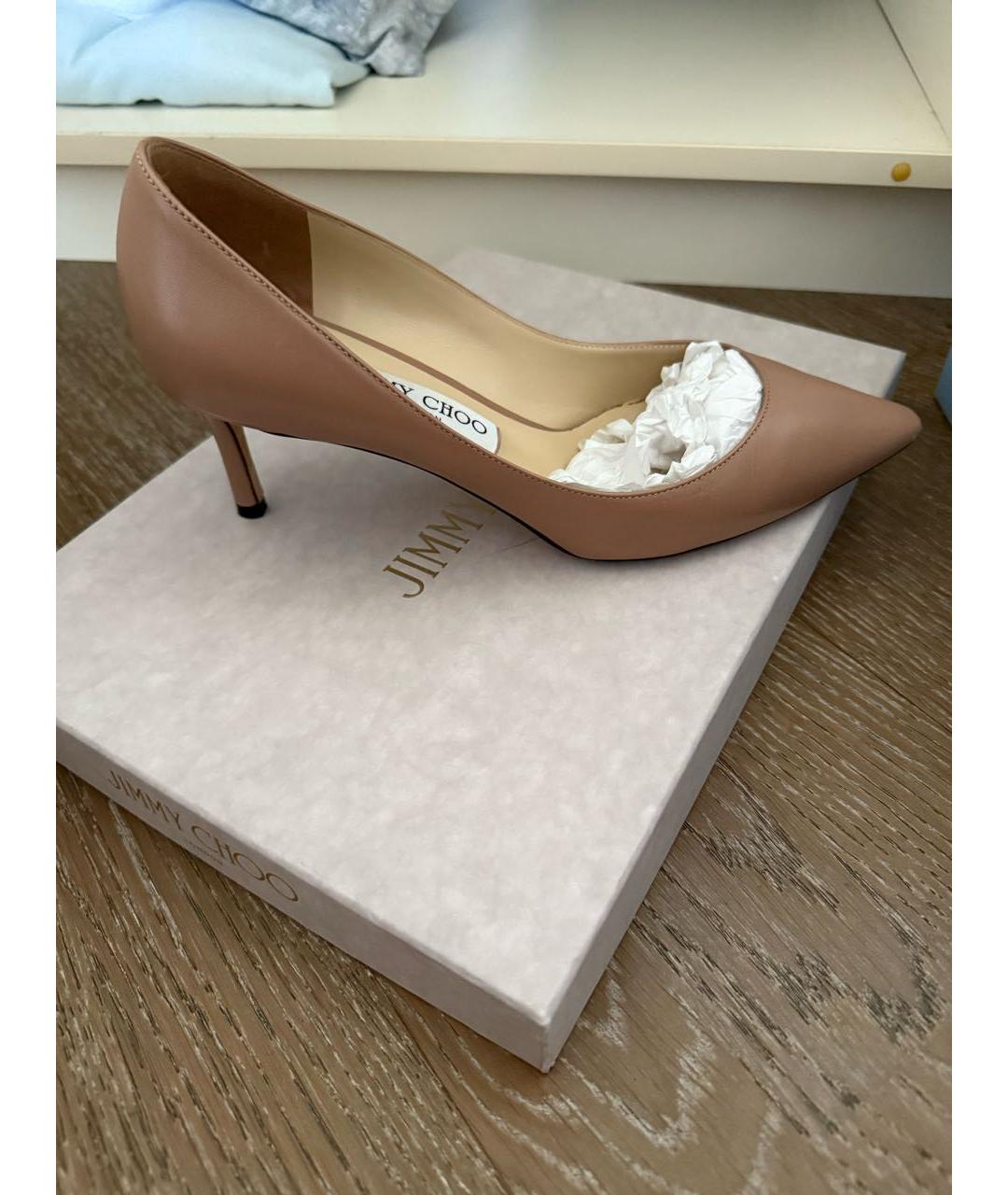 JIMMY CHOO Бежевые кожаные туфли, фото 6