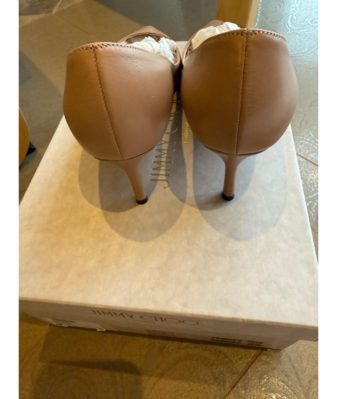 JIMMY CHOO Бежевые кожаные туфли, фото 5