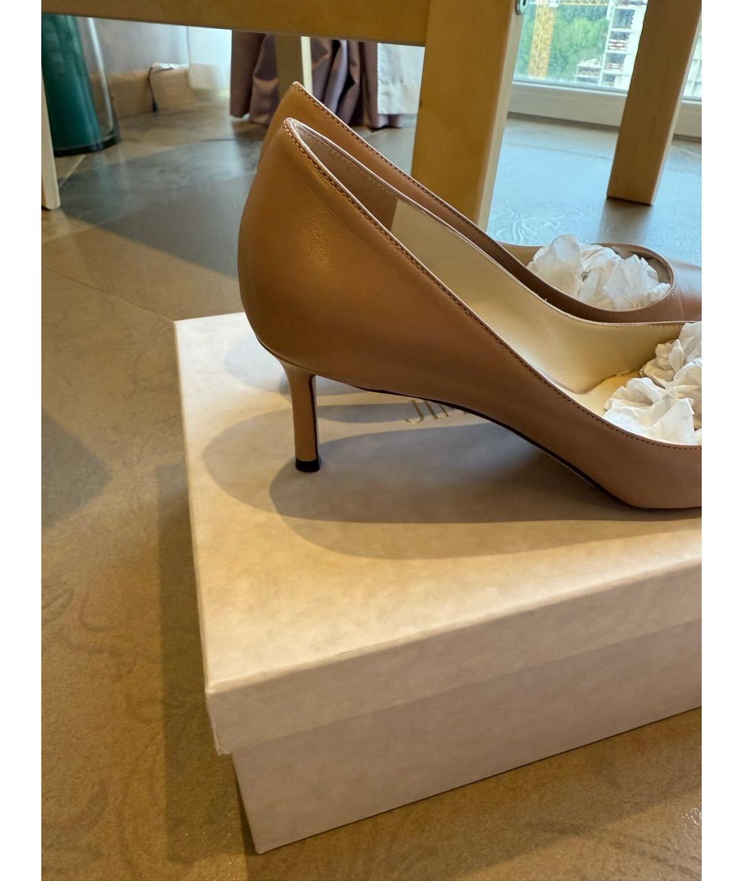 JIMMY CHOO Бежевые кожаные туфли, фото 4