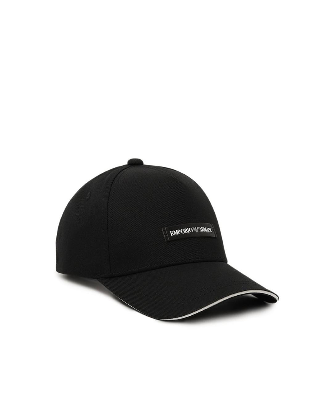 EMPORIO ARMANI Черная хлопковая кепка/бейсболка, фото 1