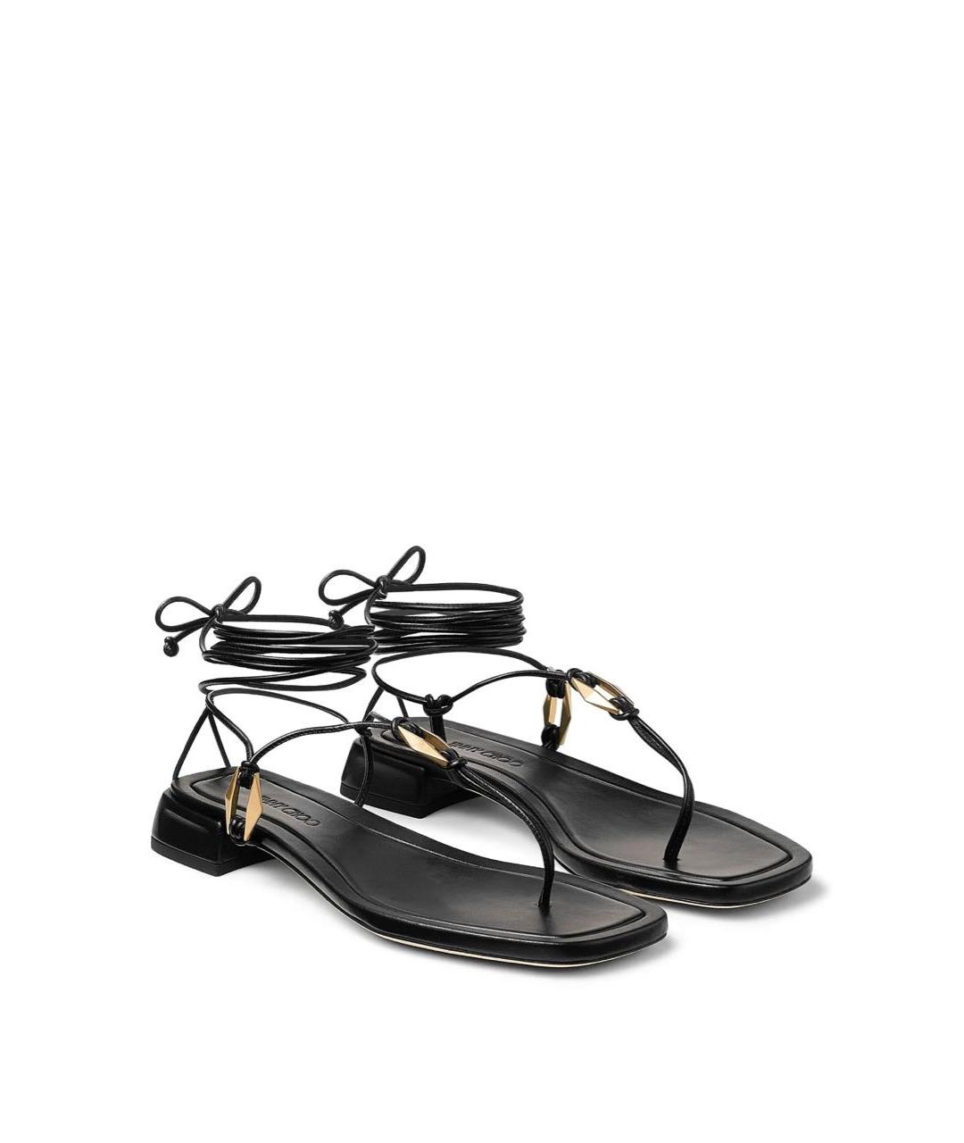 JIMMY CHOO Черные кожаные сандалии, фото 2