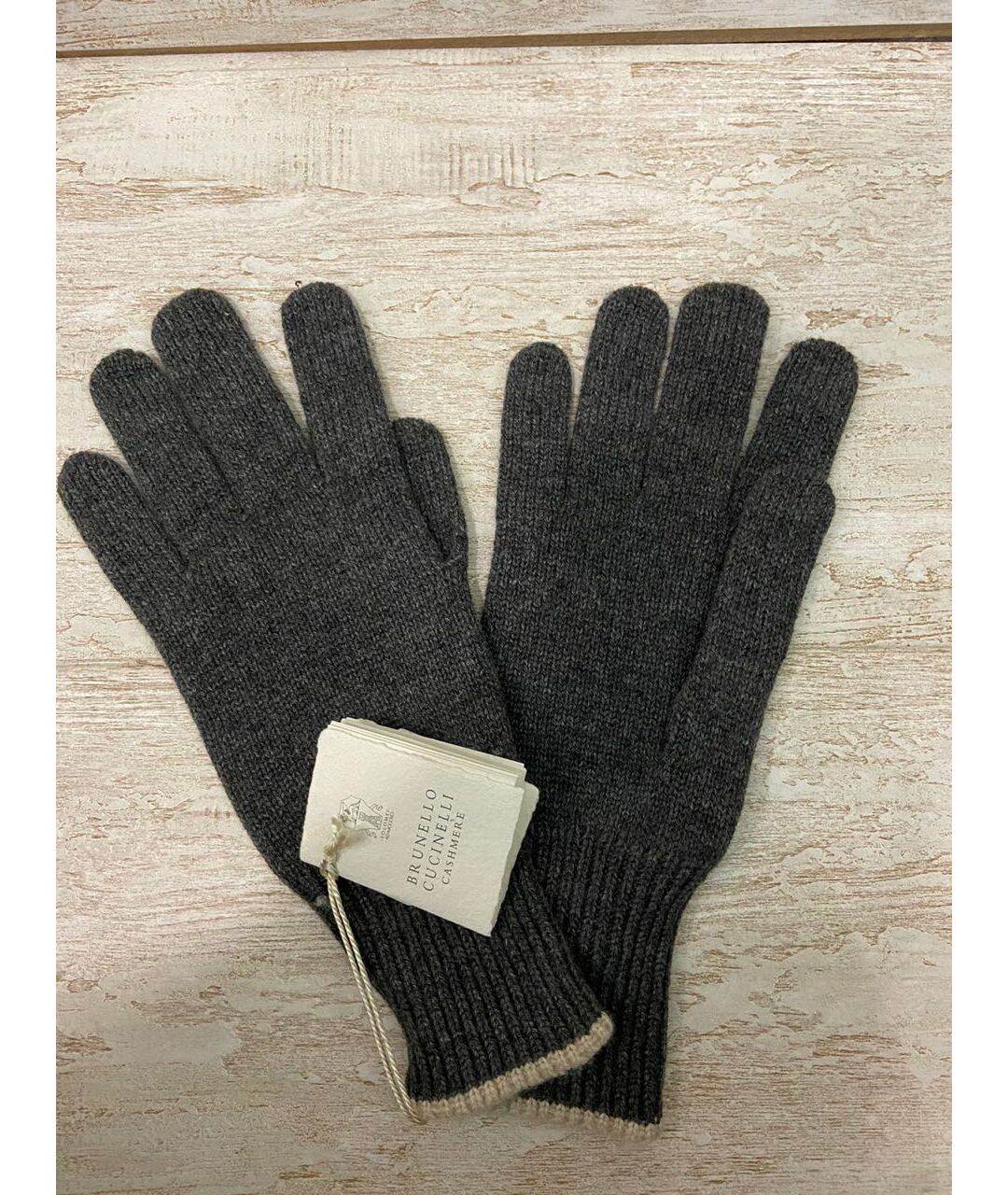 BRUNELLO CUCINELLI Серые кашемировые перчатки, фото 5