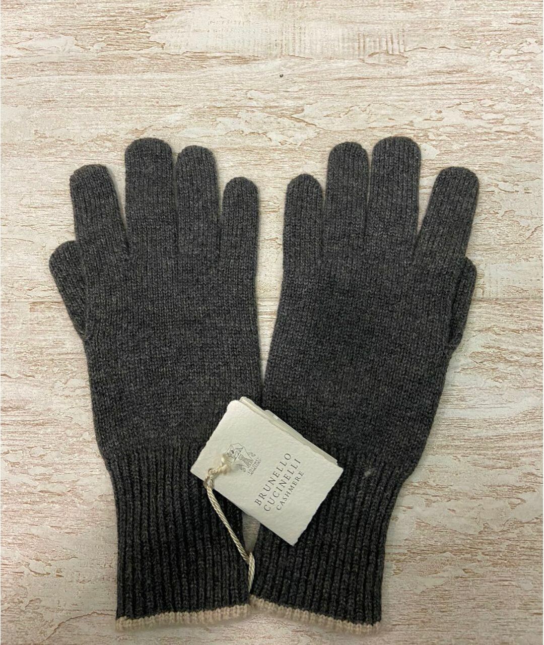 BRUNELLO CUCINELLI Серые кашемировые перчатки, фото 3