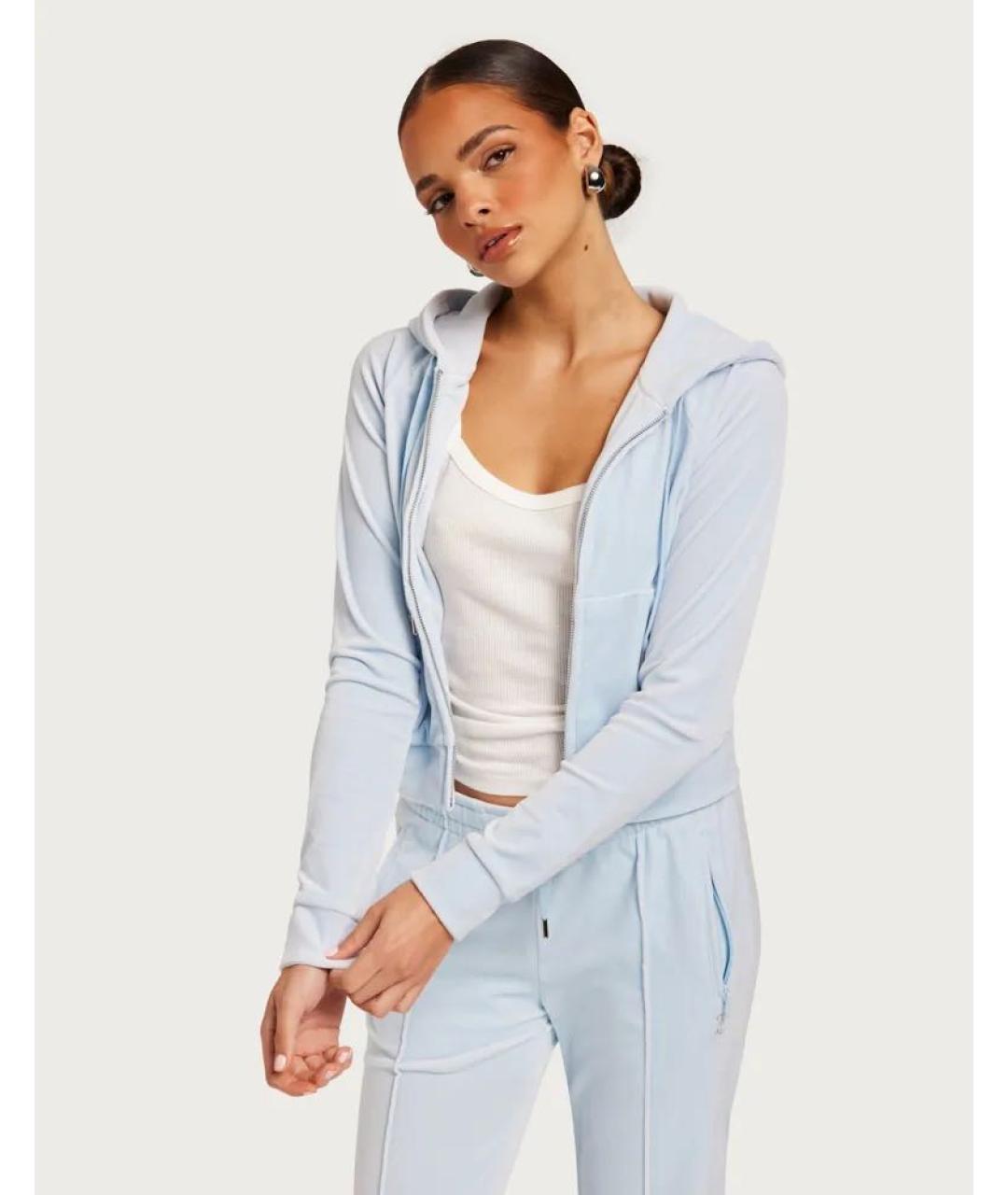 JUICY COUTURE Голубой велюровый костюм с брюками, фото 4