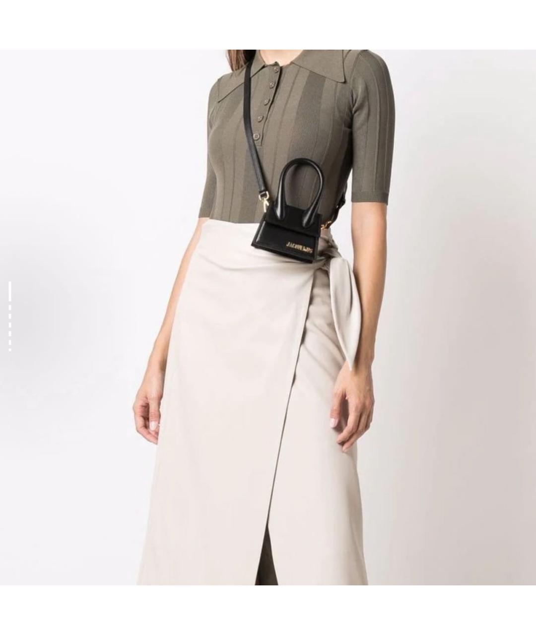 JACQUEMUS Черная кожаная сумка с короткими ручками, фото 8