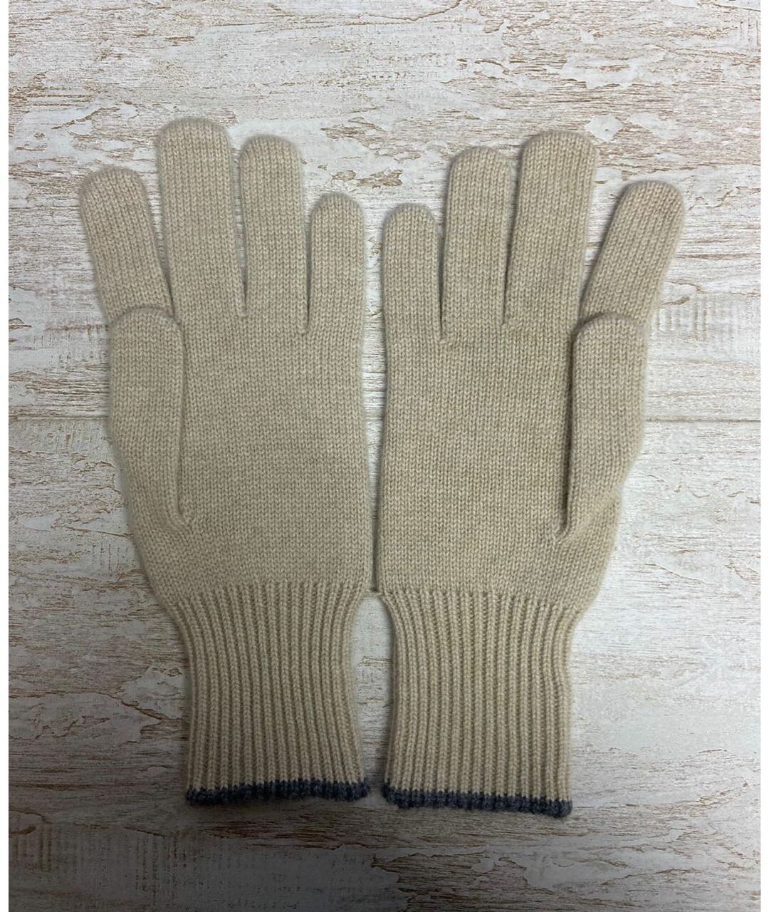 BRUNELLO CUCINELLI Бежевые кашемировые перчатки, фото 2