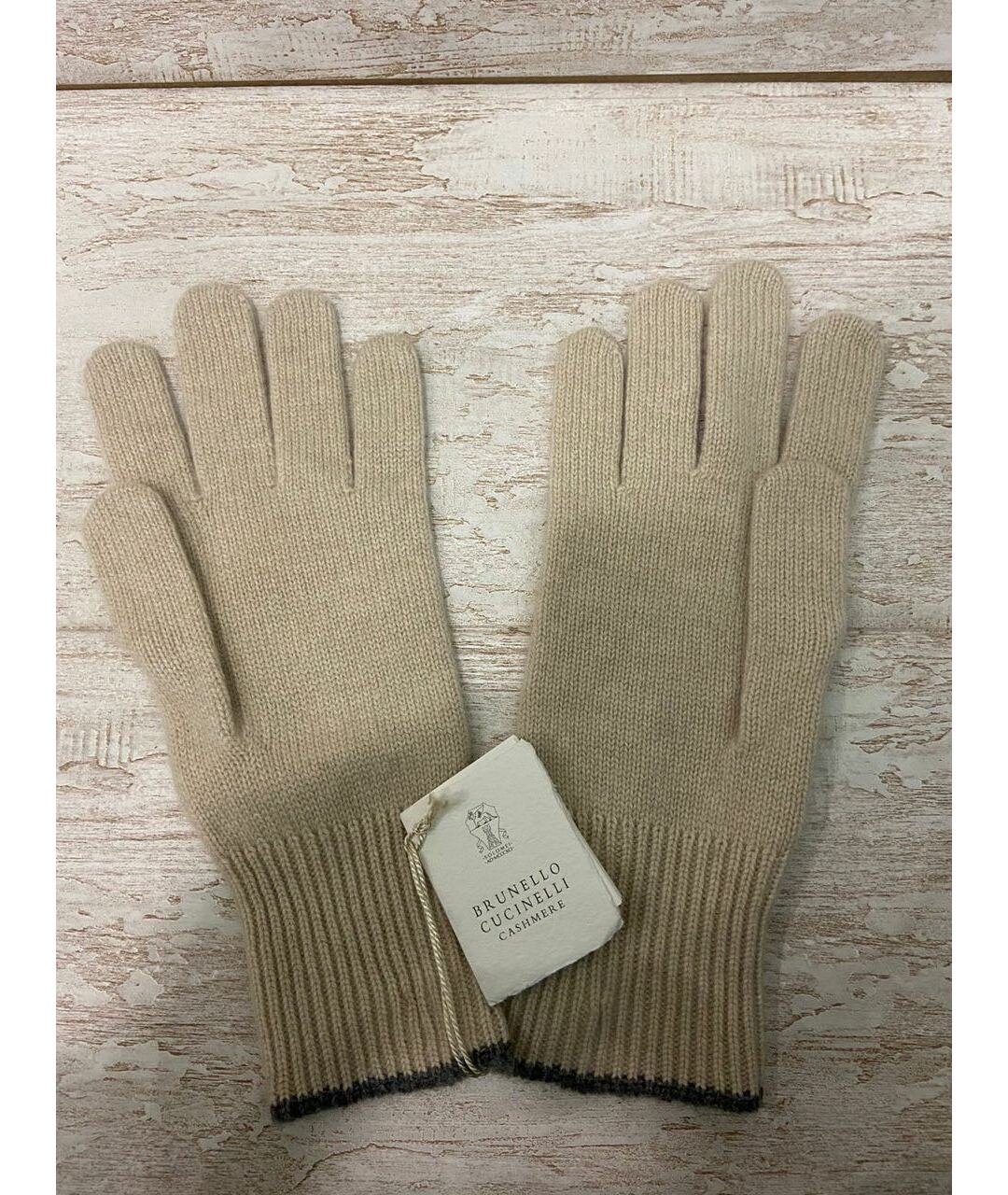 BRUNELLO CUCINELLI Бежевые кашемировые перчатки, фото 4
