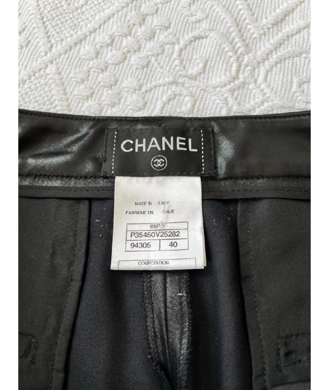 CHANEL Черные вискозные прямые брюки, фото 8