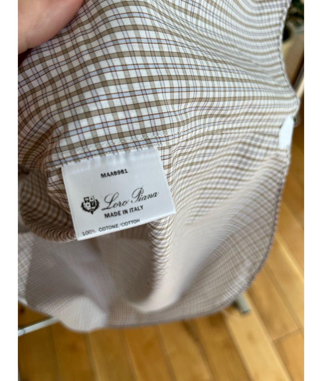 LORO PIANA Бежевая хлопковая классическая рубашка, фото 8