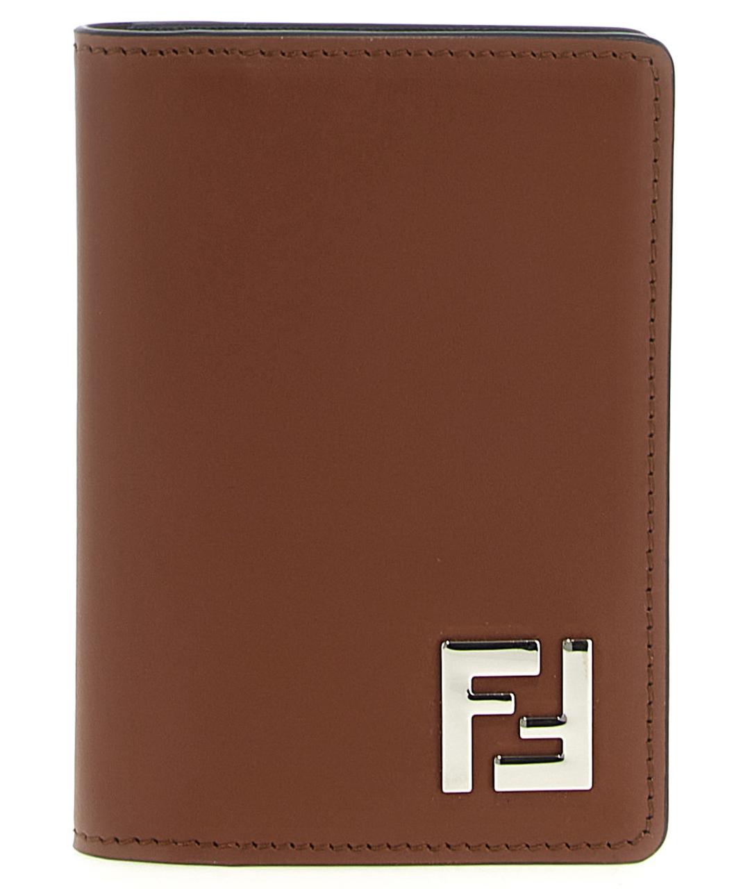 FENDI Коричневый кожаный кардхолдер, фото 1
