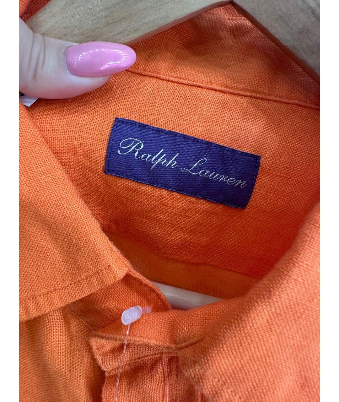 RALPH LAUREN PURPLE LABEL Оранжевая льняная рубашка, фото 4