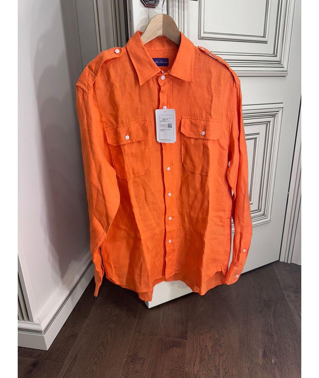 RALPH LAUREN PURPLE LABEL Оранжевая льняная рубашка, фото 2