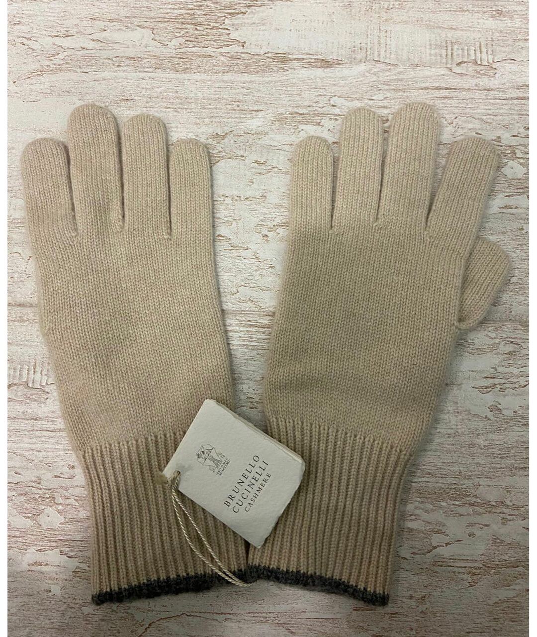 BRUNELLO CUCINELLI Бежевые кашемировые перчатки, фото 3
