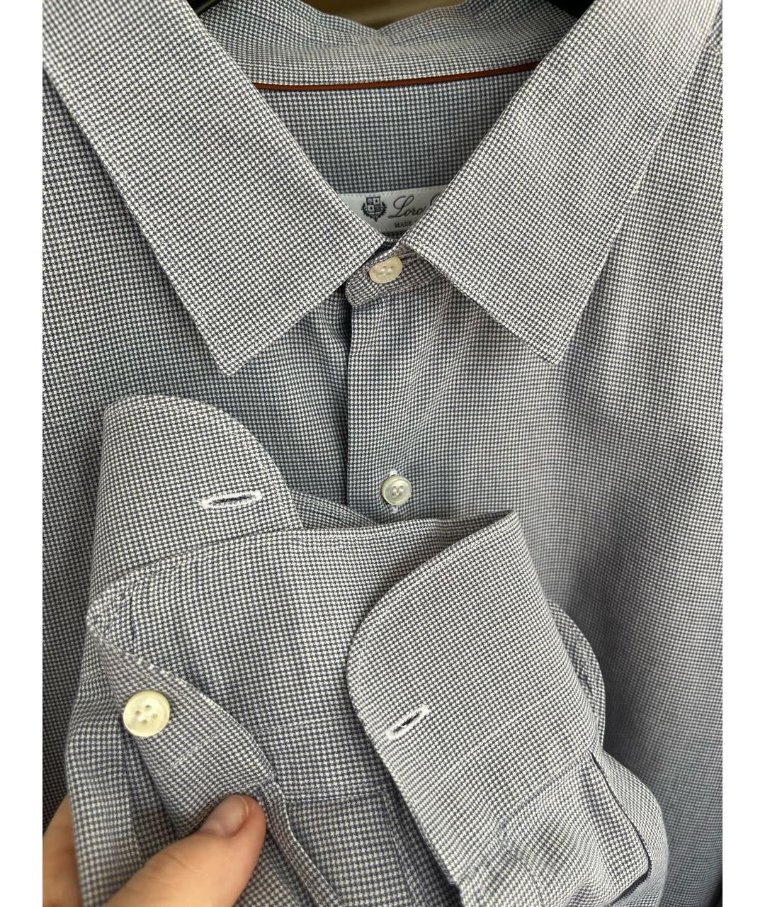 LORO PIANA Голубая хлопковая классическая рубашка, фото 7