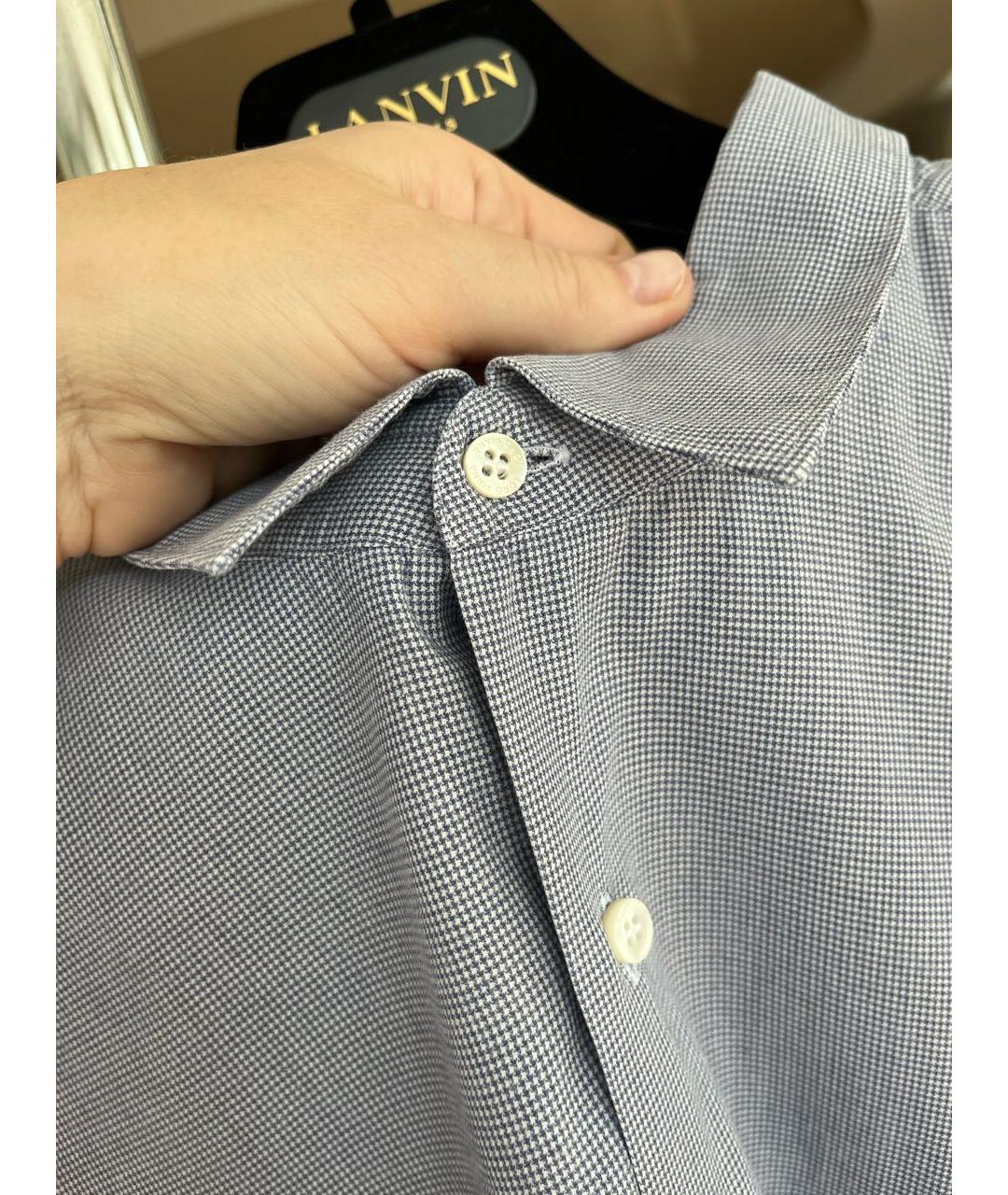 LORO PIANA Голубая хлопковая классическая рубашка, фото 8