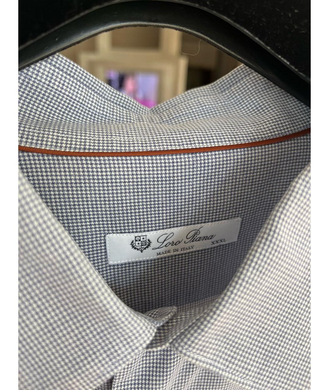 LORO PIANA Голубая хлопковая классическая рубашка, фото 3