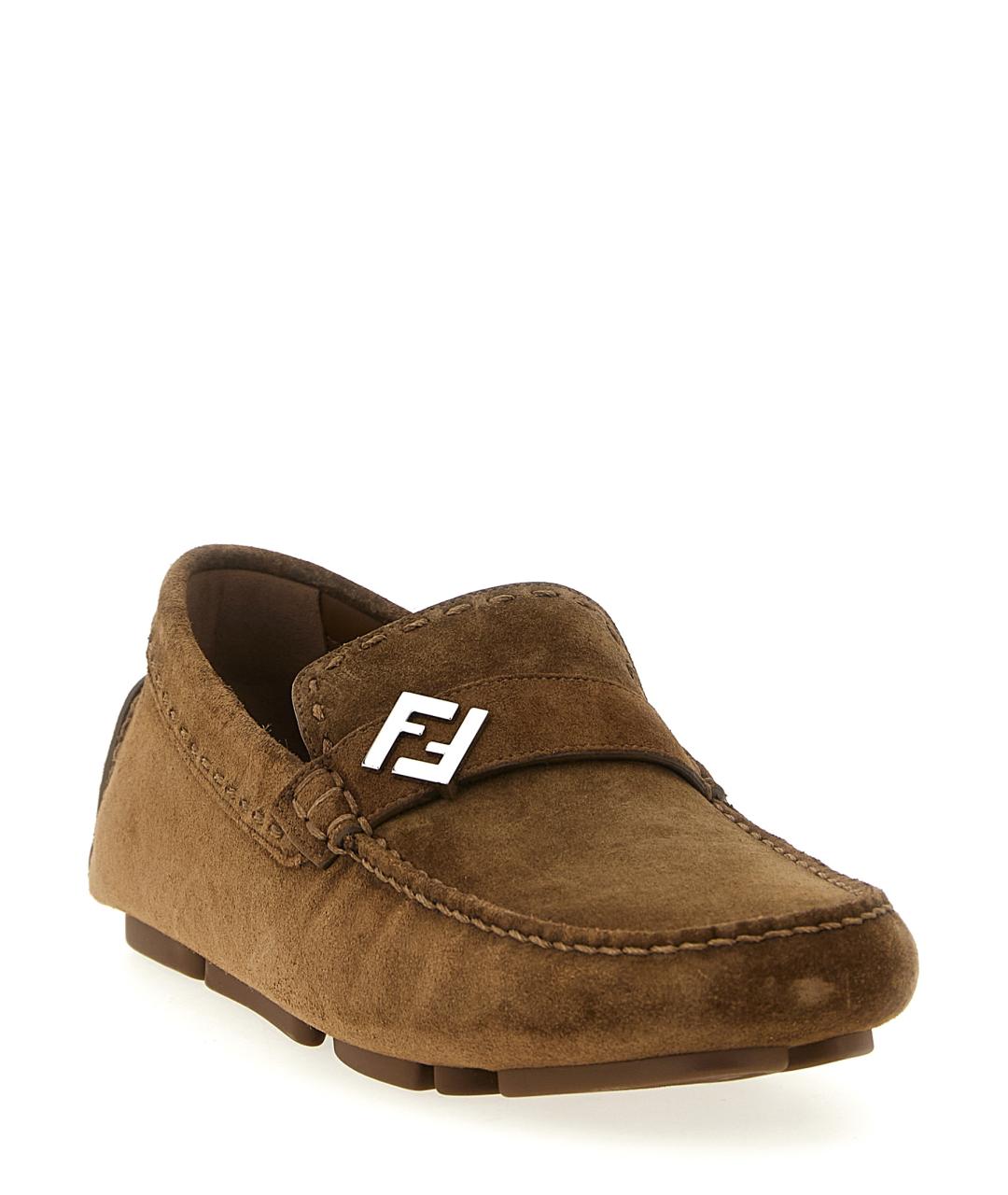 FENDI Коричневые замшевые лоферы, фото 2