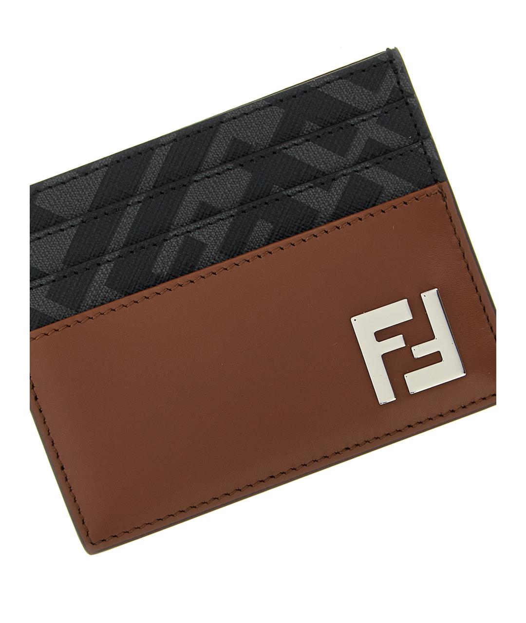FENDI Коричневый кожаный кардхолдер, фото 3