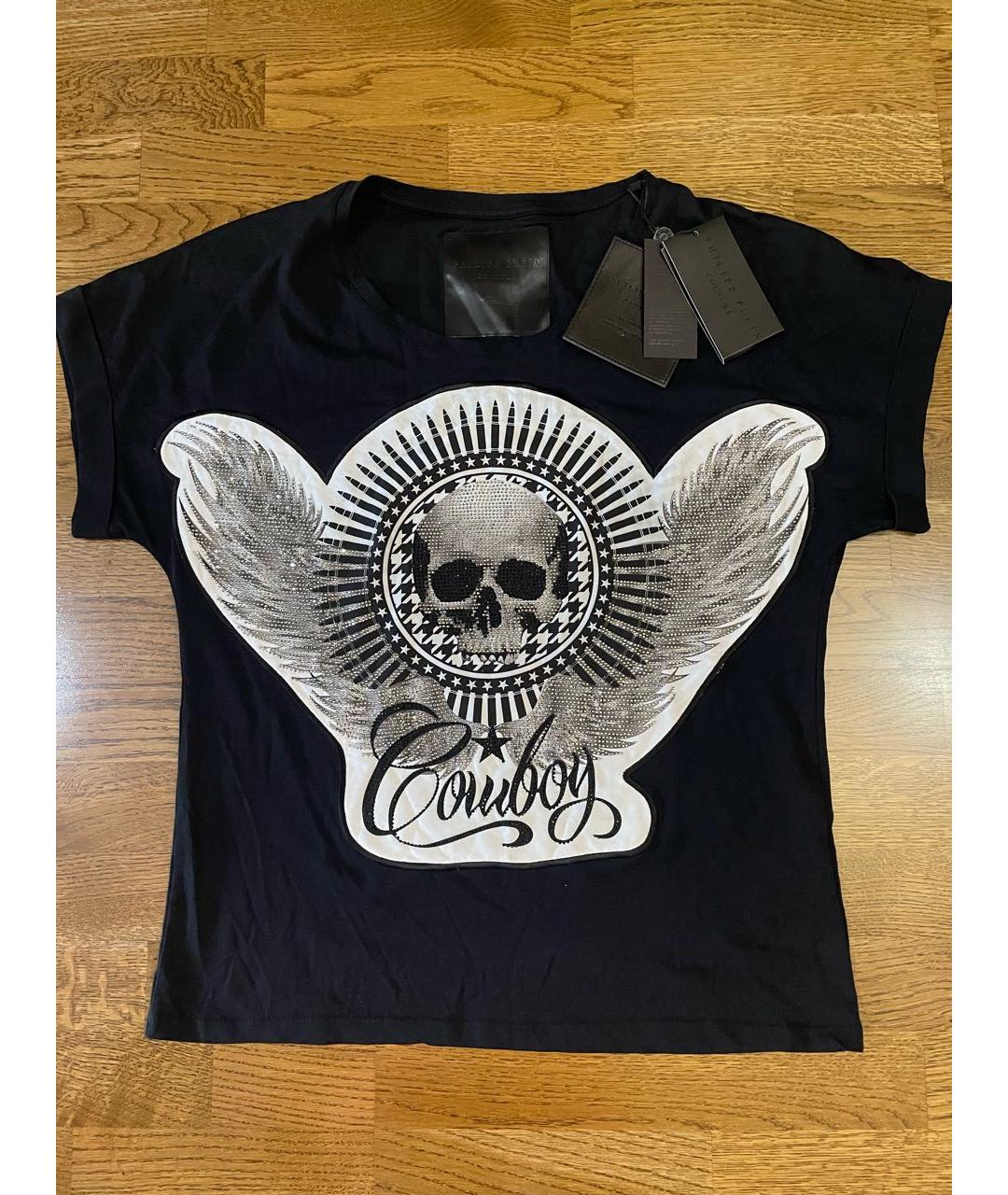 PHILIPP PLEIN Черная хлопко-эластановая футболка, фото 3