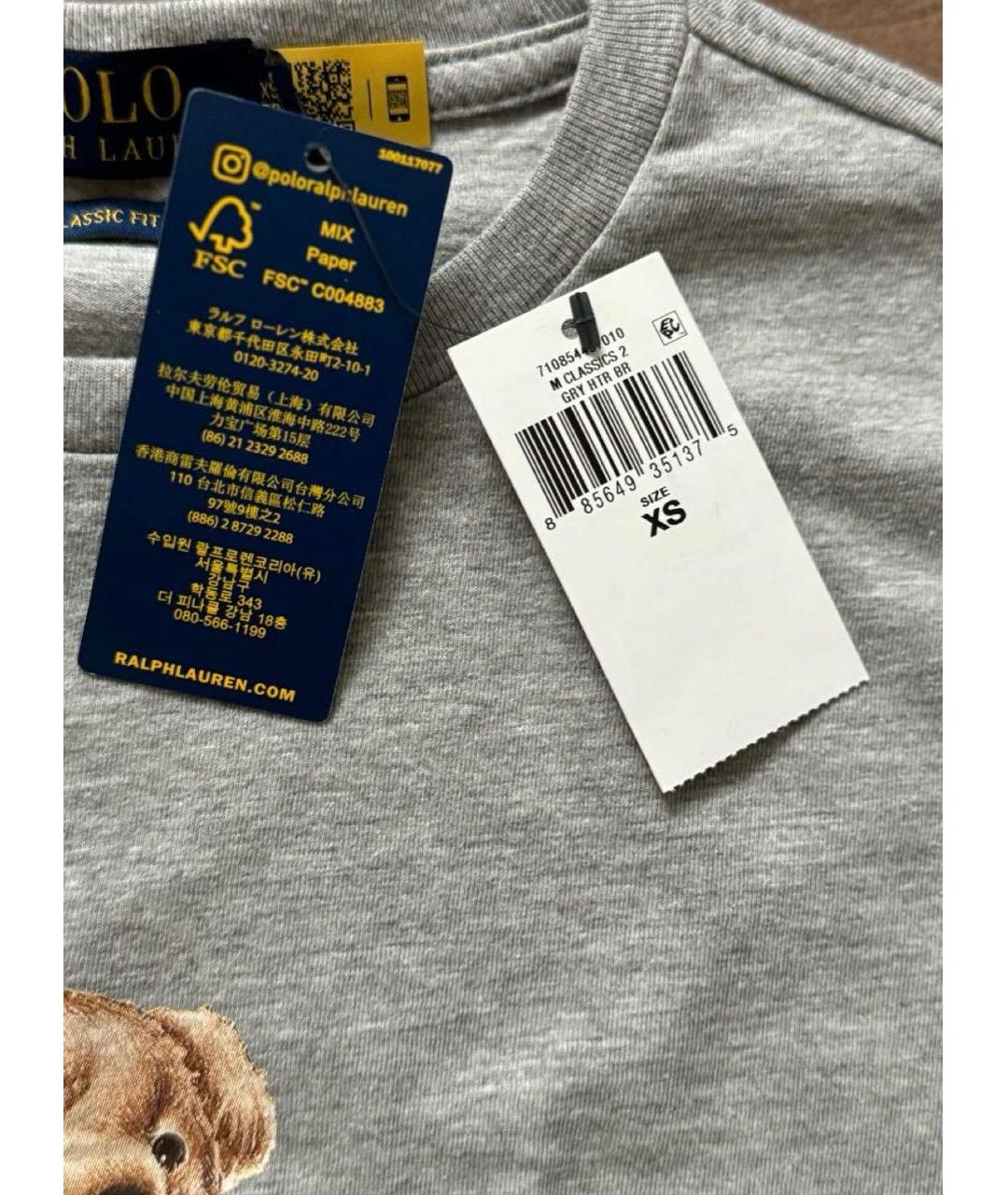POLO RALPH LAUREN Серая хлопковая футболка, фото 5