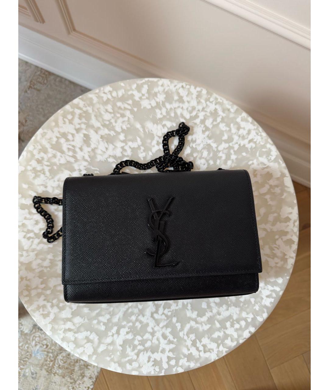 SAINT LAURENT Черная кожаная сумка через плечо, фото 8