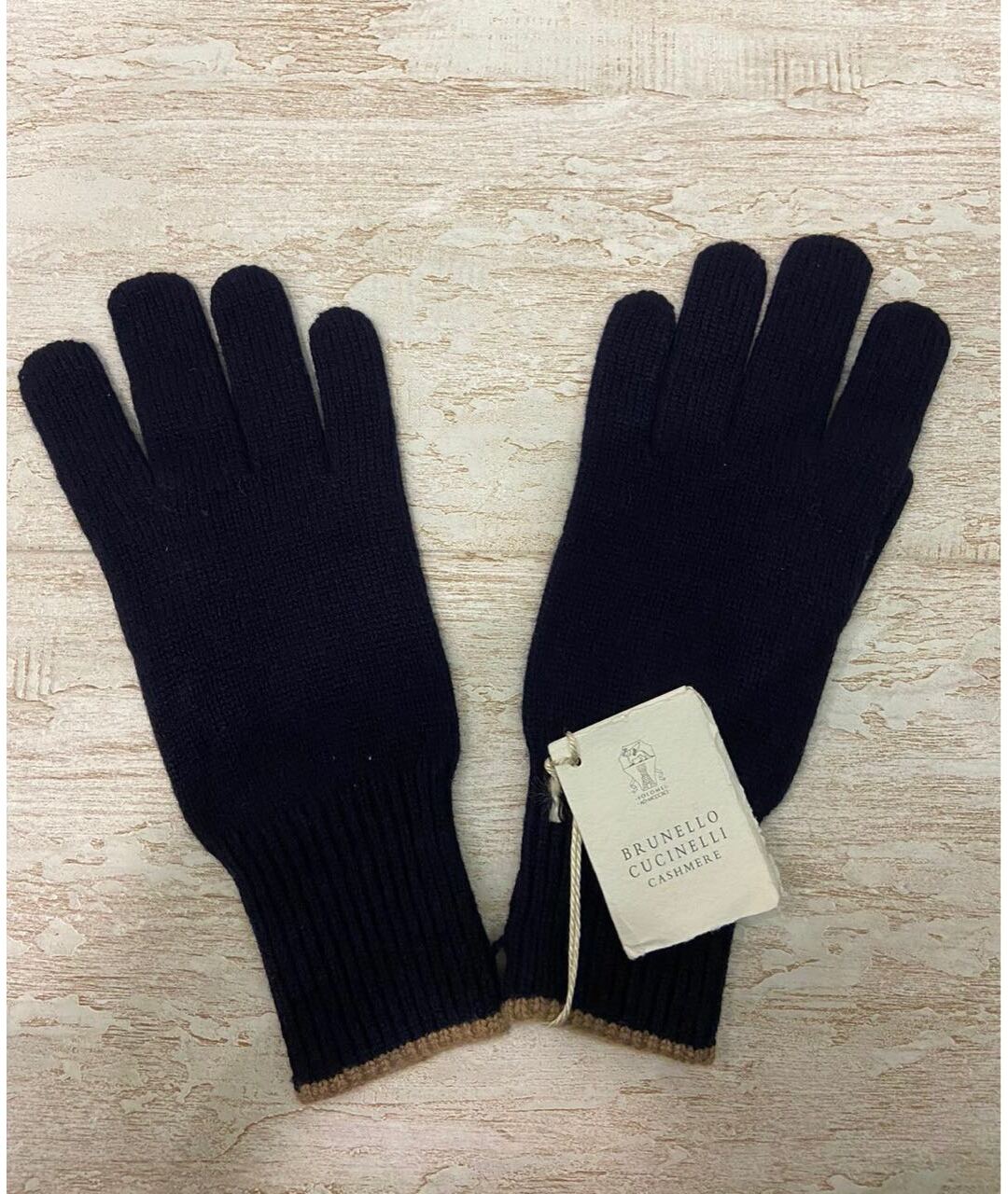 BRUNELLO CUCINELLI Темно-синие кашемировые перчатки, фото 4