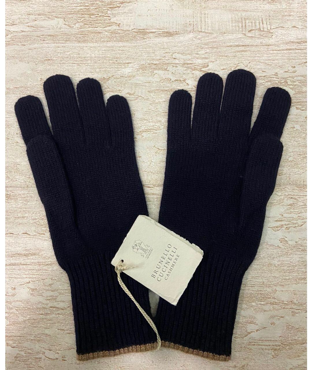 BRUNELLO CUCINELLI Темно-синие кашемировые перчатки, фото 3