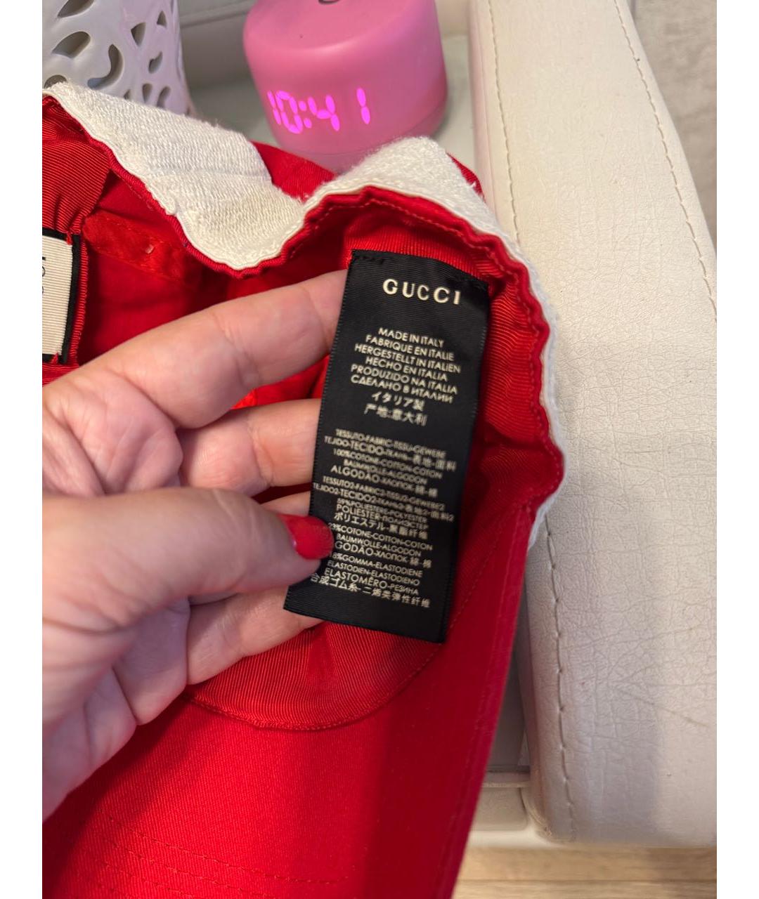 GUCCI Красная хлопковая кепка, фото 5