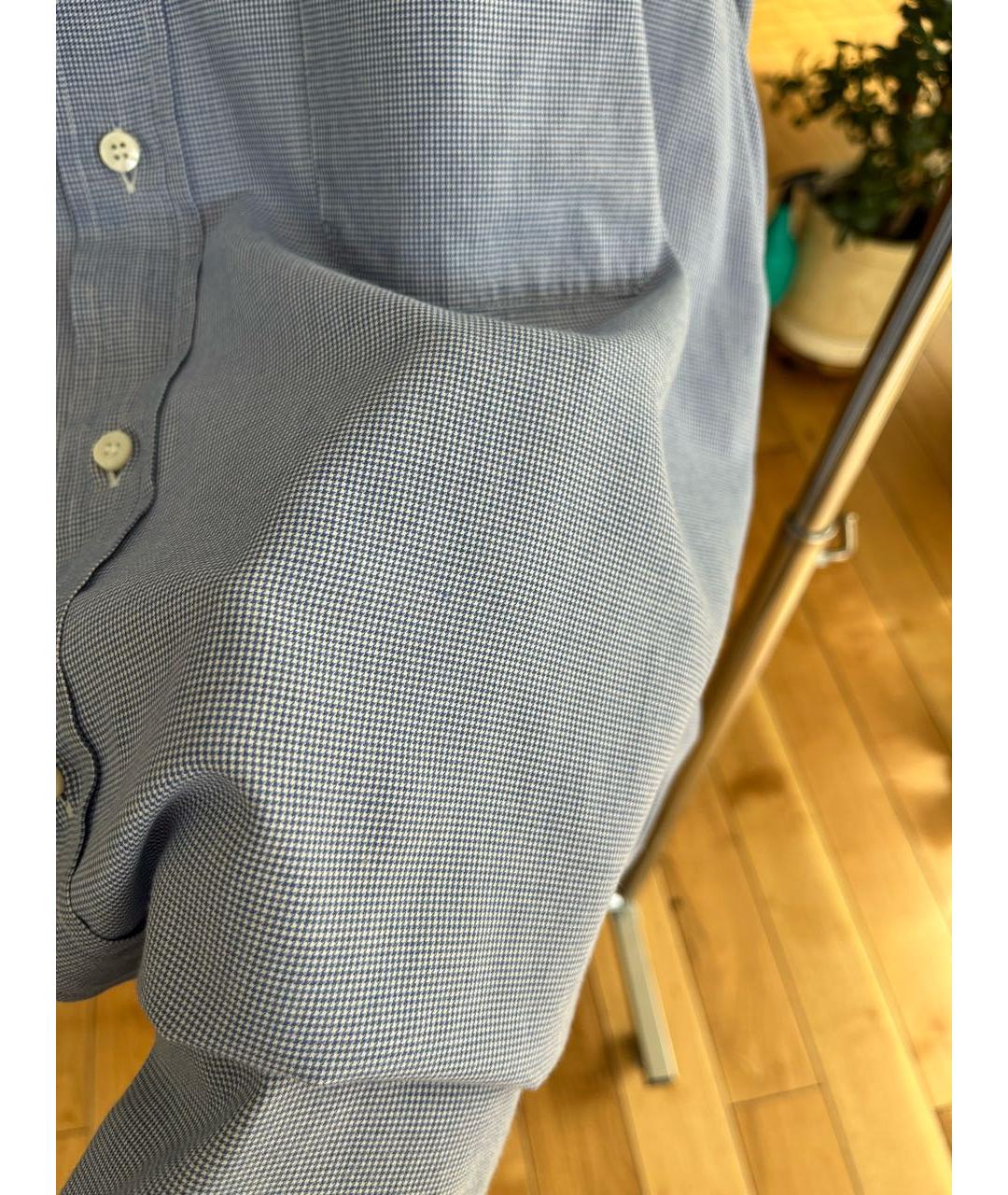 LORO PIANA Синяя хлопковая классическая рубашка, фото 8