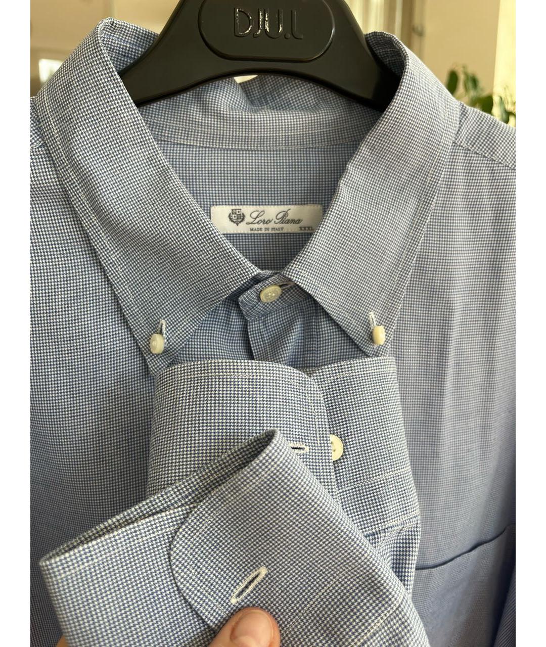 LORO PIANA Синяя хлопковая классическая рубашка, фото 6