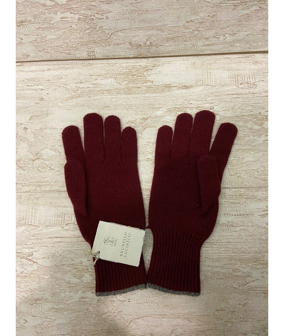 BRUNELLO CUCINELLI Бордовые кашемировые перчатки, фото 5